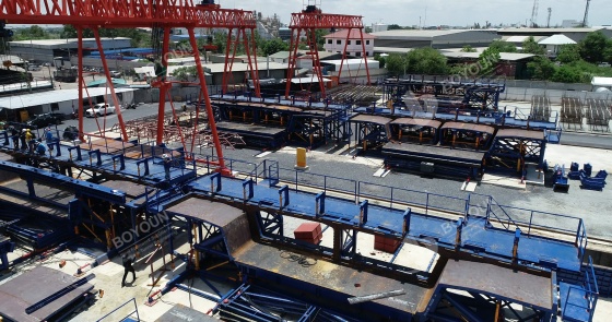 Construction de ponts à caissons en béton précontraint par la méthode des lignes courtes